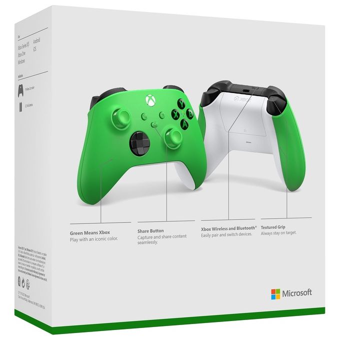 Microsoft QAU-00091 Controller Wireless Xbox Series X S One Bluetooth Pulsante Condividi D-pad ibrido Jack 3,5 mm colore Verde