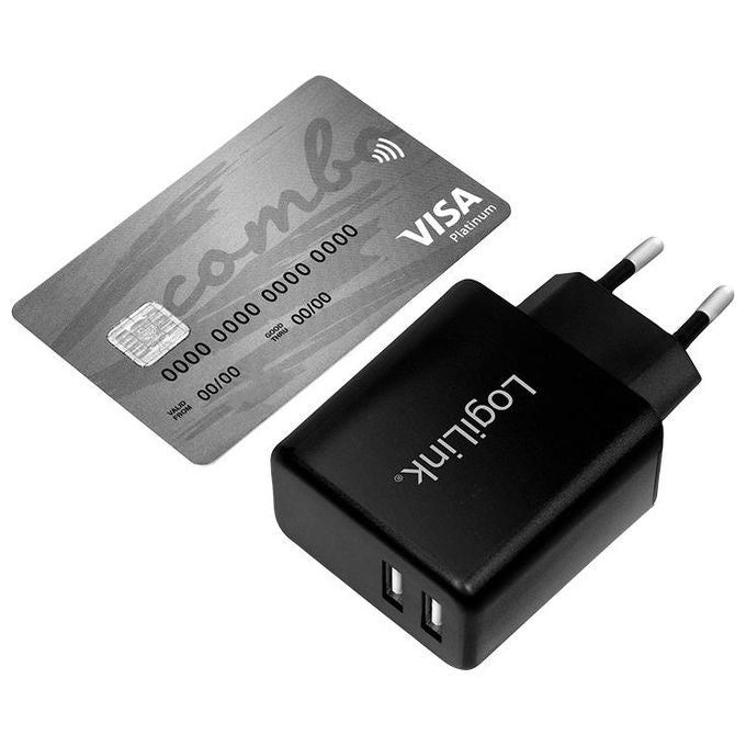 Logilink Caricabatterie con 2 porte Usb 12W Nero