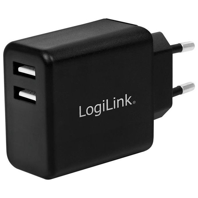 Logilink Caricabatterie con 2 porte Usb 12W Nero