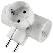Polypool Adattatore Tripla Presa e Spina Standard Tedesco 16a 2P+T Bianco