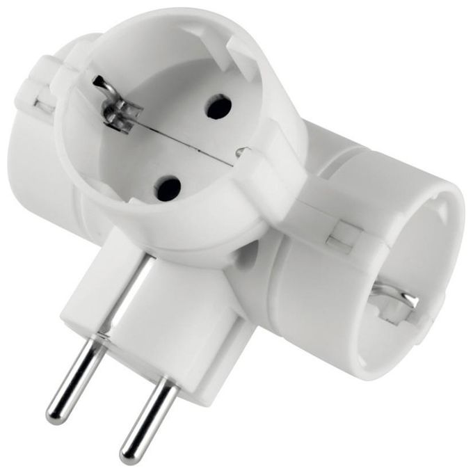Polypool Adattatore Tripla Presa e Spina Standard Tedesco 16a 2P+T Bianco