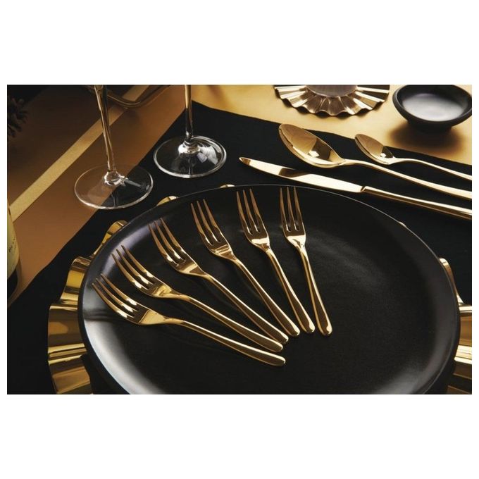 Sambonet 52553GA5 Taste Forchette Dolce in Acciaio Inox Finitura PVD 6 Pezzi colore Oro Specchiato