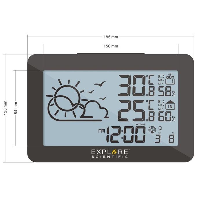 Explore Wsh-4002 Stazione Meteo Display Mono Splitcromatico Temperatura e Umidita' In-out
