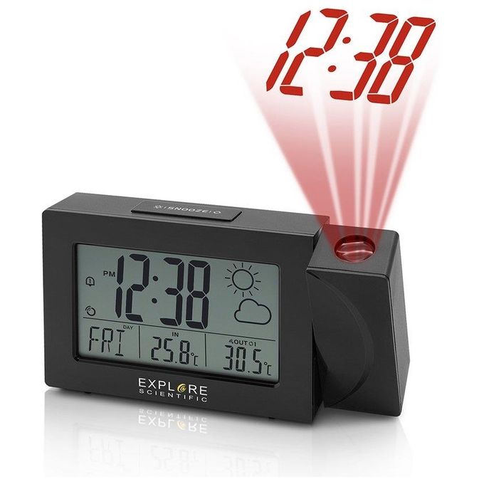 Explore Orologio Sveglia Rpw-3008 Radiocontrollato Barometro Proiezione Temperatura Nero