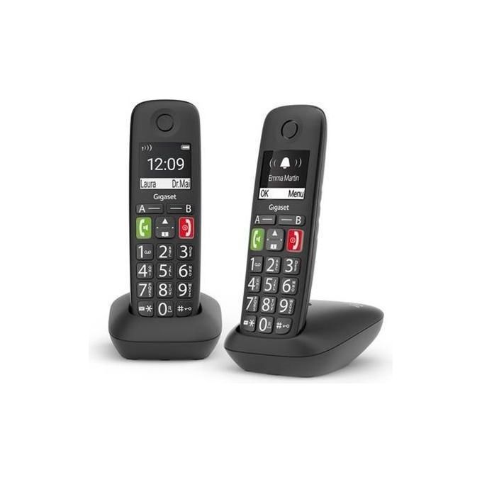 Gigaset E290 Duo Coppia Cordless DECT-GAP Senior Display 2'' Vivavoce Rubrica Nero