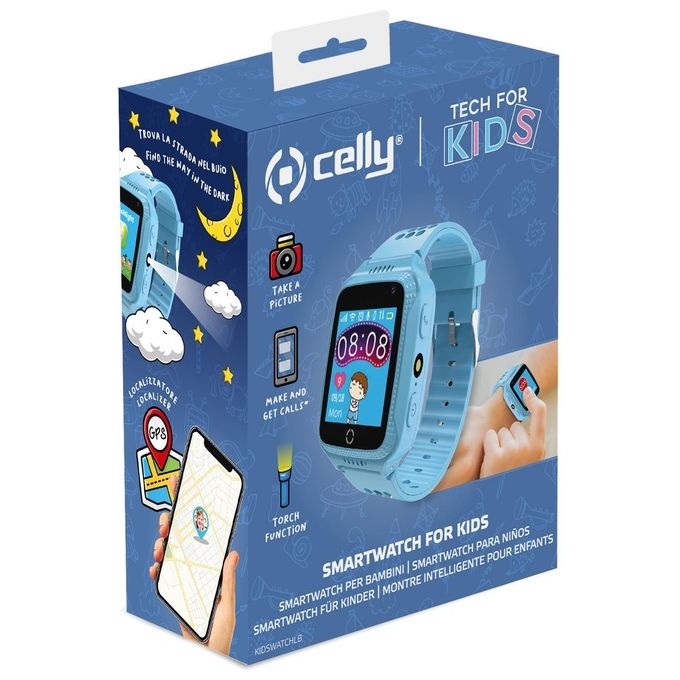 Celly KIDSWATCH Smartwatch per Bambini 1.44'' Fotocamera Bluetooth IP67 96h colore Azzurro