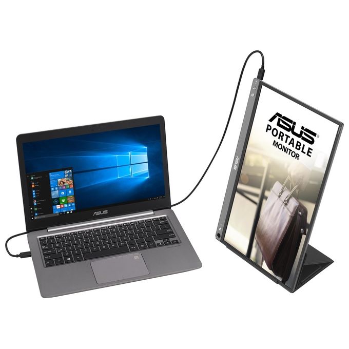 ASUS ZenScreen MB16ACE Monitor Portatile USB Type-C da 15.6'' FullHD (1920x1080), IPS, Compatibile con USB 3.0, Funzione Auto-Rotate, Smart Case Inclusa nella Confezione, Filtro Luce Blu
