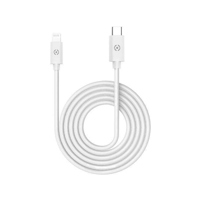 Celly Cavo Lightning a Type-C Bianco in PVC per caricare e sincronizzare il dispositivo tramite la porta Tipo-C del computer o del caricatore