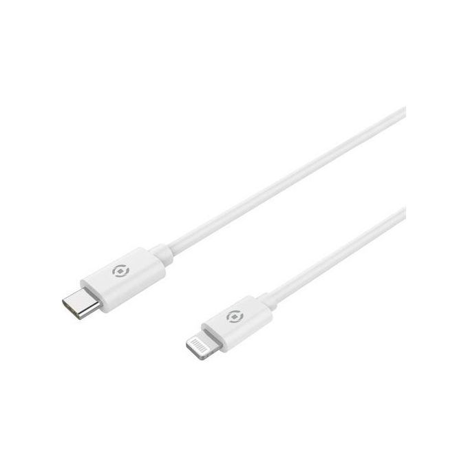 Celly Cavo Lightning a Type-C Bianco in PVC per caricare e sincronizzare il dispositivo tramite la porta Tipo-C del computer o del caricatore