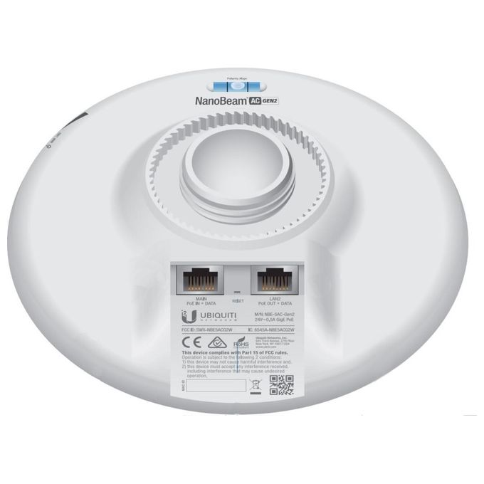 Ubiquiti NBE-5AC-GEN2 Antenna NanoBeam 5AC Gen 2 Network Bridge 450Mbit-s Bianco
