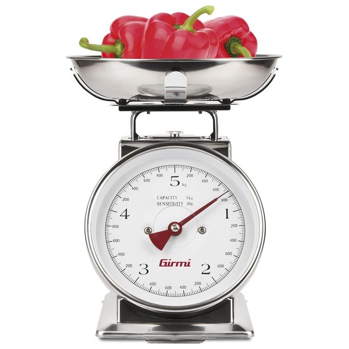 Girmi PS9000 Bilancia Meccanica da Cucina 5 Kg Funzione Tara Ciotola Acciaio Inox colore Argento