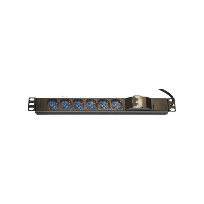 Link Accessori LK100503 Multipresa Barra di Alimentazione Rack 19'' 6 Prese Universali Schuko Magnetotermica Cavo 3m 16A colore Nero Blu Bianco