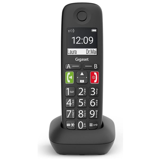Gigaset E290HX Cordless Aggiuntivo DECT-GAP Senior Display 2'' Vivavoce Rubrica Nero