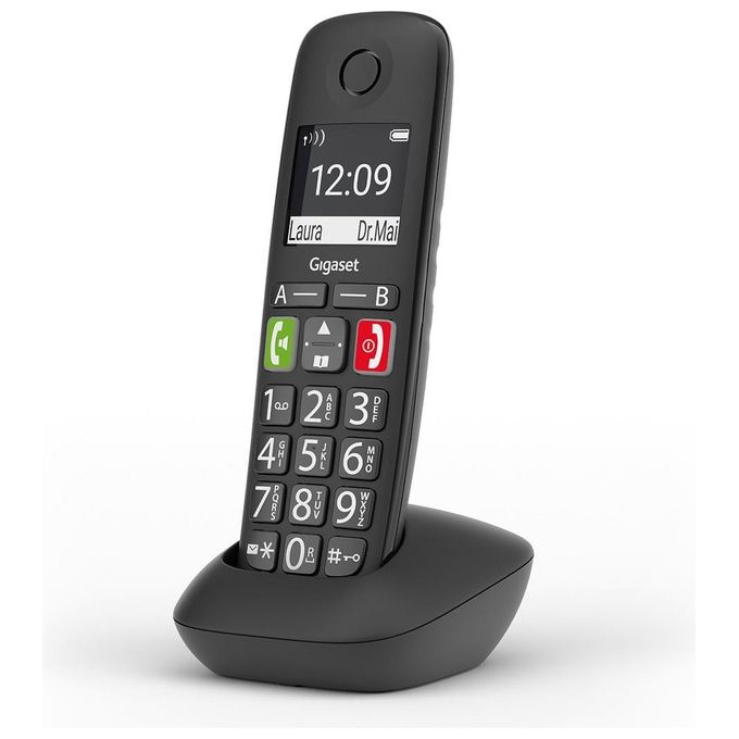 Gigaset E290HX Cordless Aggiuntivo DECT-GAP Senior Display 2'' Vivavoce Rubrica Nero