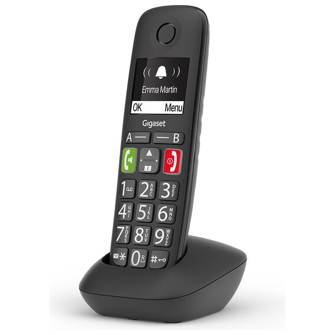 Gigaset E290HX Cordless Aggiuntivo DECT-GAP Senior Display 2'' Vivavoce Rubrica Nero