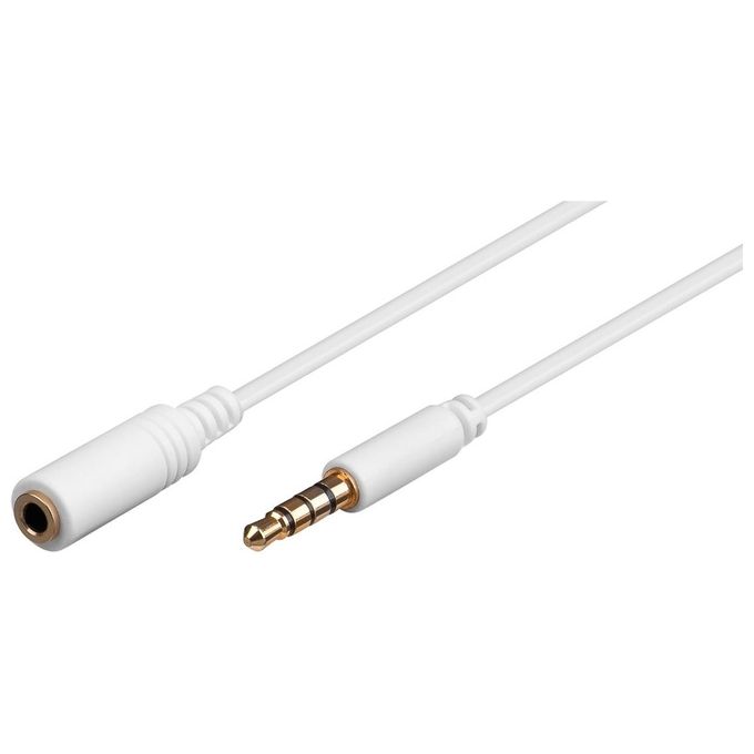 Link Cavo Prolunga Audio 3,5mm 4 Poli Maschio-Femmina Prolunga per Cuffie-Microfono su Smartphone 2mt Bianco