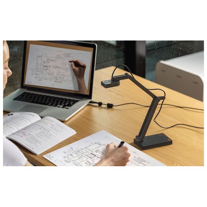 IPEVO 5-924-2-08-00 V4K PRO 120 Fotocamera per Documento 8 MP Risoluzione 4K Zoom Digitale 12x Microfono Integrato Illuminazione LED USB 2.0 colore Grigio ardesia