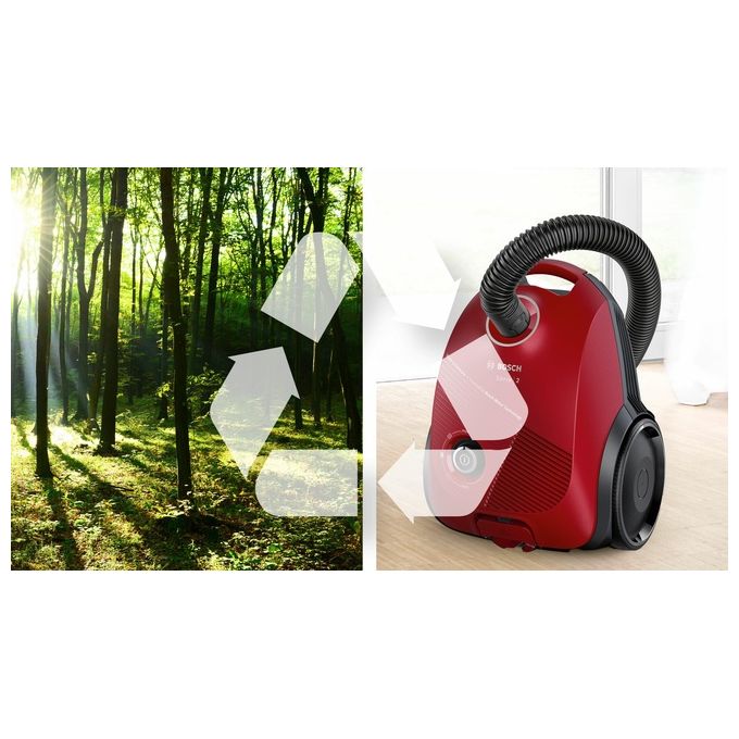 Bosch BGBS2RD1 Serie 2 Aspirapolvere a Traino con Sacco 3.5 L 600 W 80 dB colore Rosso
