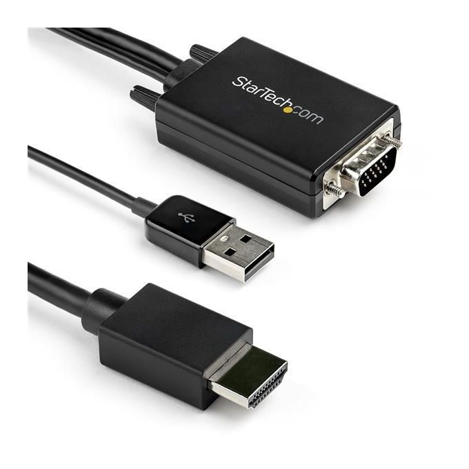 StarTech.com VGA2HDMM2M Cavo adattatore convertitore da VGA a HDMI 2 m 1080p USB alimentato con audio supporto 7.1 canali colore Nero
