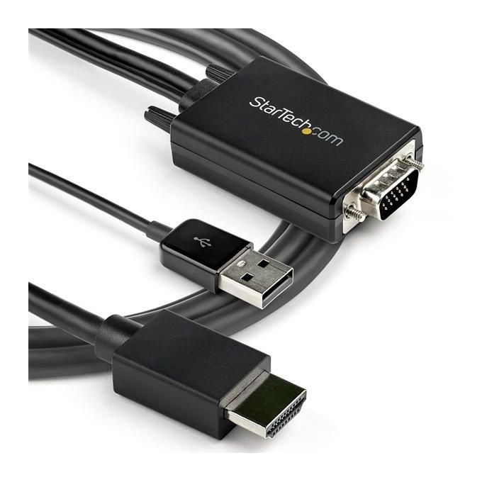 StarTech.com VGA2HDMM2M Cavo adattatore convertitore da VGA a HDMI 2 m 1080p USB alimentato con audio supporto 7.1 canali colore Nero
