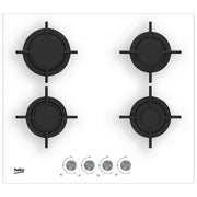 BEKO HILG64222SW Piano Cottura a Gas 4 Zone in Vetroceramica Griglia in Ghisa 60 cm Bianco