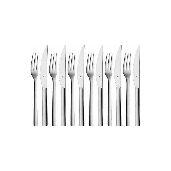 WMF 12.9143.6046 Nuova Set di Posate per Carne e Bistecche 12 Pezzi Acciaio Inox Cromargan colore Silver