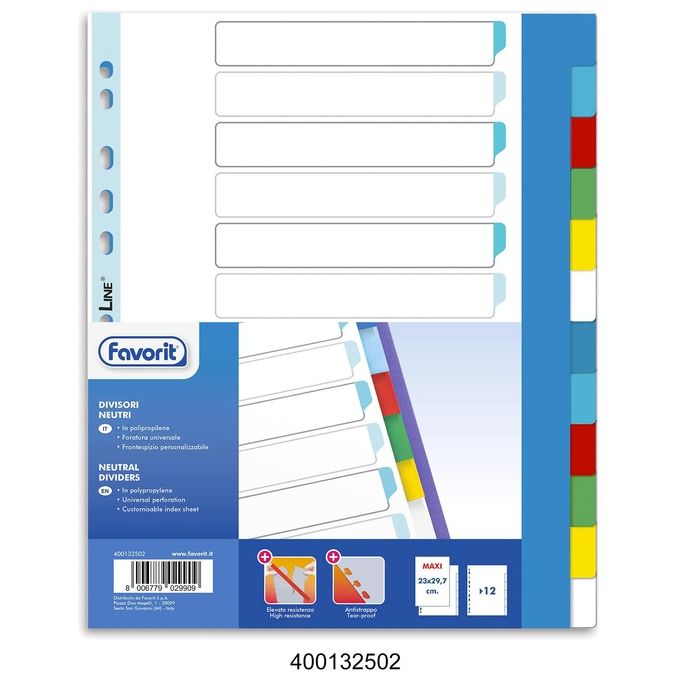 Favorit Intercalare Neutro 12 Tacche A4 21x29,7cm