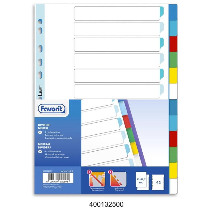Favorit Intercalare Neutro 12 Tacche A4 21x29,7cm