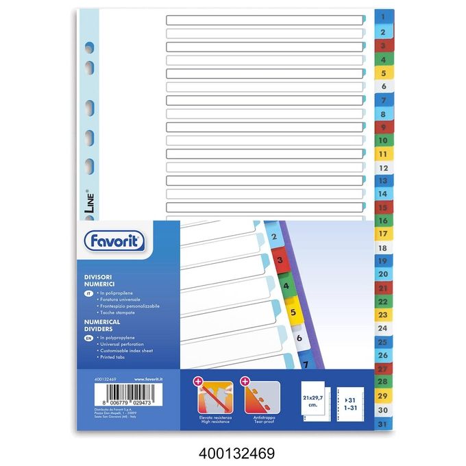 Favorit Intercalare Numerico 12 Tacche 21x29,7cm