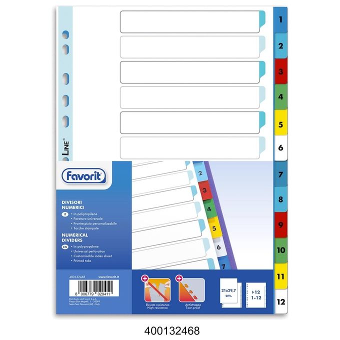 Favorit Intercalare Numerico 12 Tacche 21x29,7cm