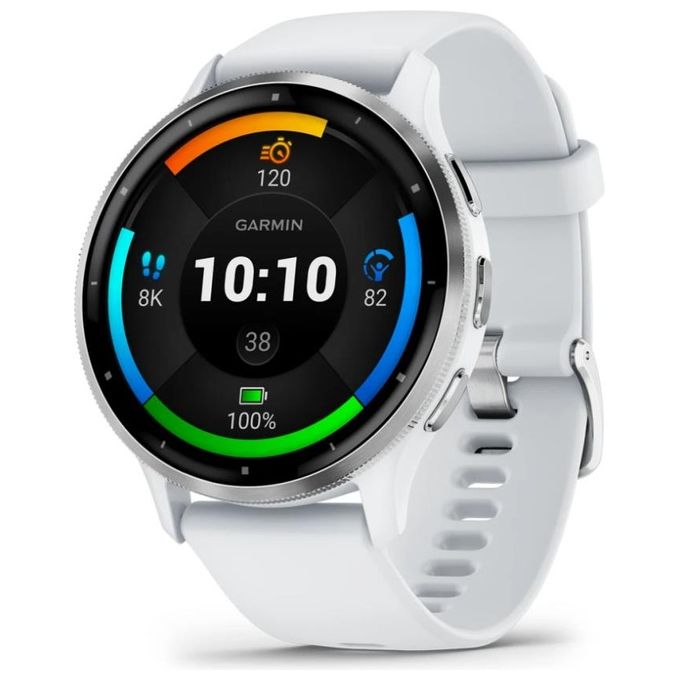 Garmin 010-02784-00 Venu 3 Smartwatch 45 mm Display AMOLED 3,56 cm (1,4'') Risoluzione 454 x 454 Pixel Touch Screen Wi-Fi GPS 8 GB Memoria Interna Batteria 14 Giorni Resistenza 5 ATM colore Argento Bianco