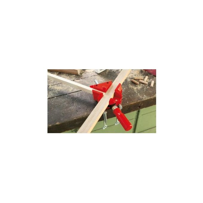 BESSEY WS3 Morsetto Angolare Auto-Regolante 2x55 mm Campo di Serraggio 30 mm Ganasce in Ghisa Manico in Legno colore Rosso