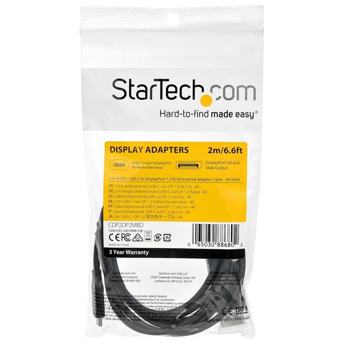 Startech Cavo Usb-c A Displayport 1.2 da 2mt Bidirezionale