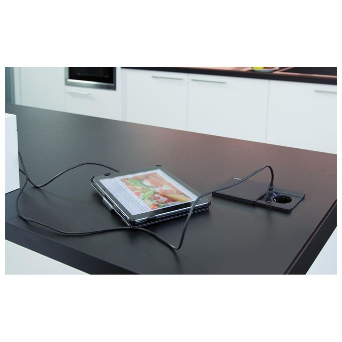 Evo Line Sistema Prese a Scomparsa da Incasso Square 80 1 Schuko 1 Usb e Ricarica Wireless