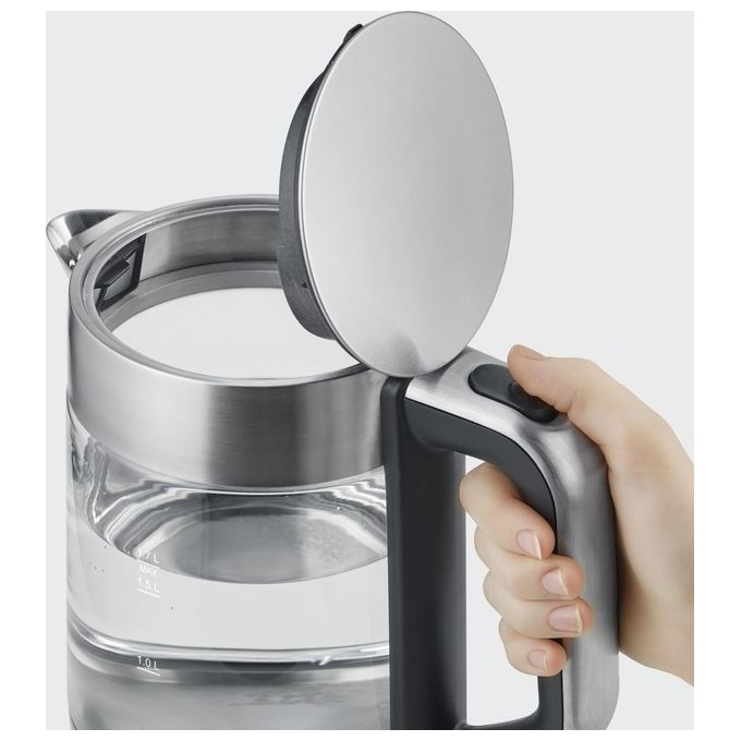 Severin 3420-000 WK 3420 Bollitore elettrico 2200 W 1 7 L filtro estraibile base 360° colore Nero Acciaio Trasparente