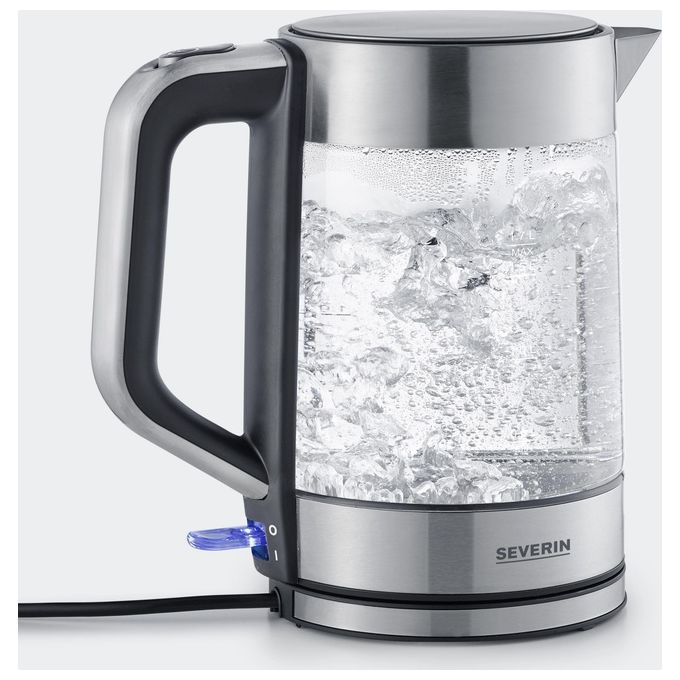 Severin 3420-000 WK 3420 Bollitore elettrico 2200 W 1 7 L filtro estraibile base 360° colore Nero Acciaio Trasparente