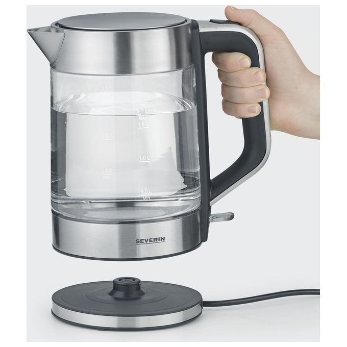 Severin 3420-000 WK 3420 Bollitore elettrico 2200 W 1 7 L filtro estraibile base 360° colore Nero Acciaio Trasparente