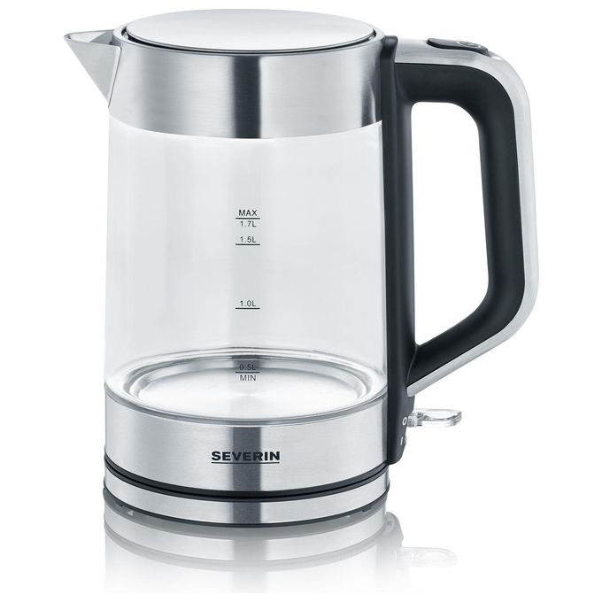 Severin 3420-000 WK 3420 Bollitore elettrico 2200 W 1 7 L filtro estraibile base 360° colore Nero Acciaio Trasparente