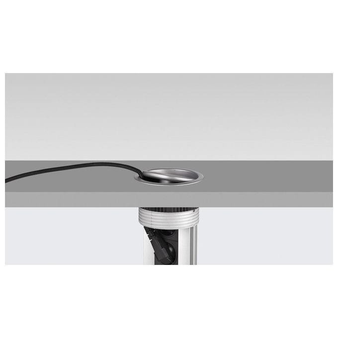 EVOline 1593 1000 0600 Port Cuisine Torretta Portaprese 3 Prese Schuko 2,5 m 16 A colore Grigio Argento