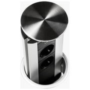 EVOline 1593 1002 1600 Port Torretta da Incasso a Scomparsa 3 Prese Schuko 16A Cavo 3 m colore Nero Acciaio Inox