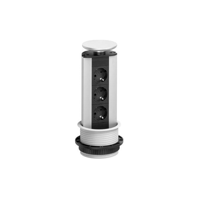 EVOline 1593 1000 0600 Port Cuisine Torretta Portaprese 3 Prese Schuko 2,5 m 16 A colore Grigio Argento
