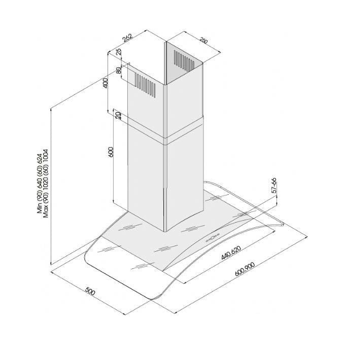 Silverline 3159.6 Cappa a Parete Filtrante Classe energetica C 3 velocita' Portata 560 m³-h 60cm Vetro e Acciaio Inox