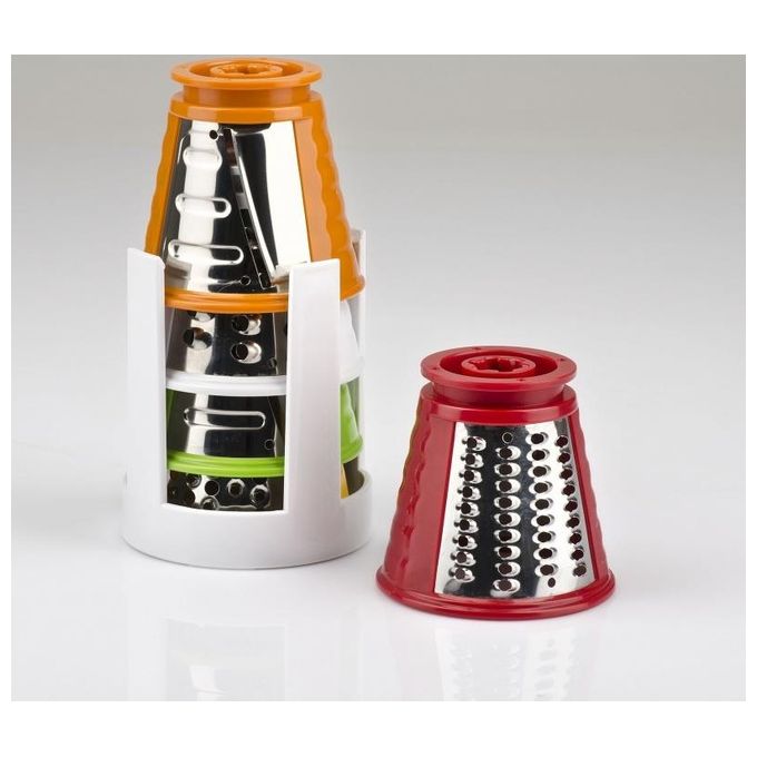 Girmi GT45 Grattugia Affettaverdure 5 Rulli Inox 150W Bianco-Rosso