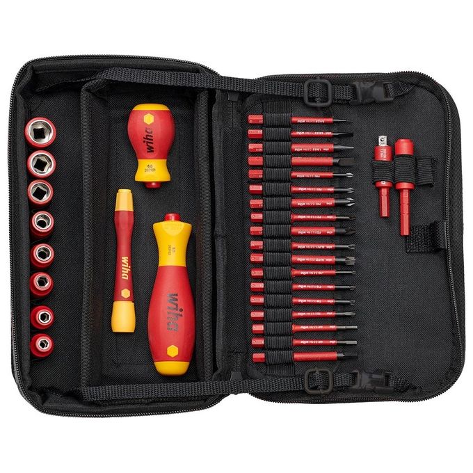 Wiha 43465 Set Cacciavite Multifunzione 3 Pezzi 18 Inserti Inclusi Esadecimale Metrico Phillips Viti a Croce Fessura Torcia Design Ergonomico colore Arancione Rosso