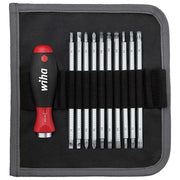 Wiha 281T11 SYSTEM 6 Set di Giravite con Lame di Ricambio 12 Pezzi SoftFinish Telescopico con Borsa Avvolgibile