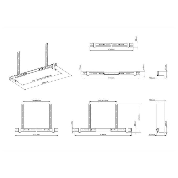 Multibrackets 7895 M Universal Supporto Soundbar da Parete VESA 800x400 mm fino a 110'' portata 10 Kg colore Nero