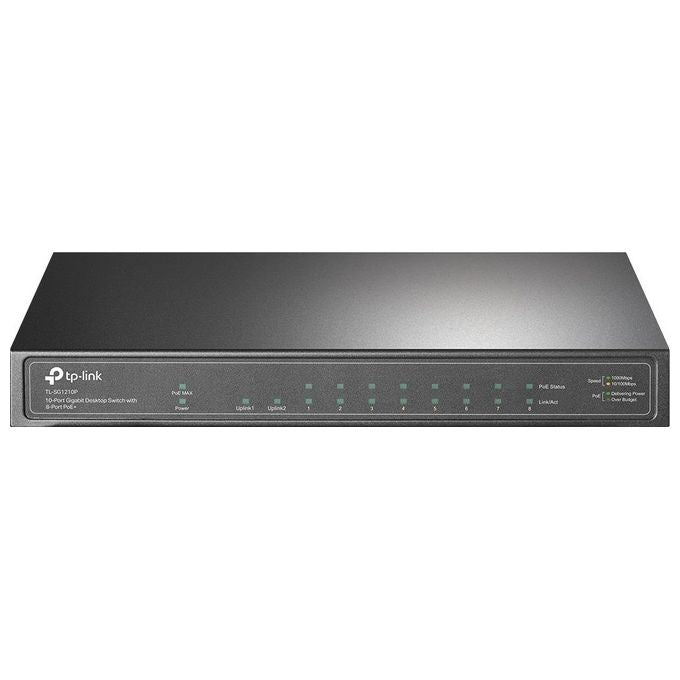 TP-Link TL-SG1210P Switch Non Gestito 10 Porte Gigabit Ethernet 9 RJ-45 1 SFP 8 Porte PoE+ 63 W 20 Gbit-s colore Grigio