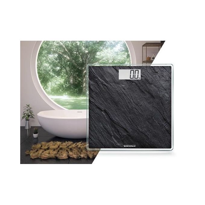 Soehnle Style Sense Compact 300 - Bilancia pesapersone digitale, portata 180 kg, precisione 100 g, display LCD, funzioni: accensione-spegnimento automatici, piedini antiscivolo, superficie vetro temperato, colore nero-argento