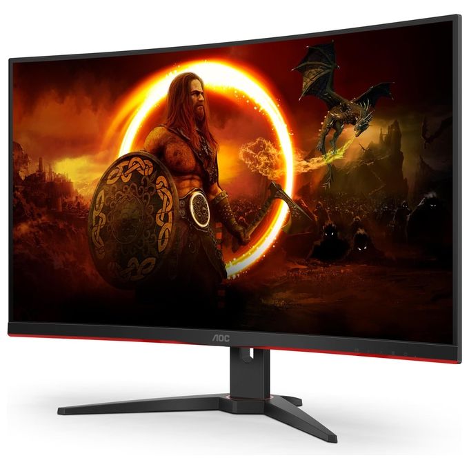 AOC C32G2ZE-BK Monitor Gaming Curvo 31.5'' VA Full HD 1920x1080 240 Hz 0.5 ms AMD FreeSync Premium colore Nero Rosso