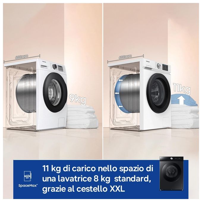 Samsung BESPOKE AI WW11DB8B95GBU3 Lavatrice carica frontale Quickdrive 11Kg 1400 giri Classe A nera
